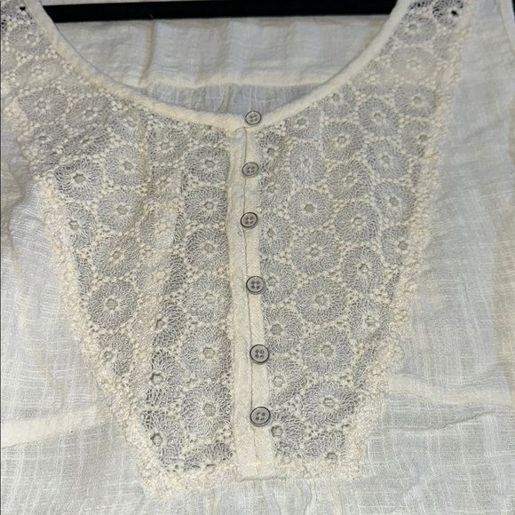 Eddie Bauer Cream Lace Button Tank Top size large - Picture 6 of 8